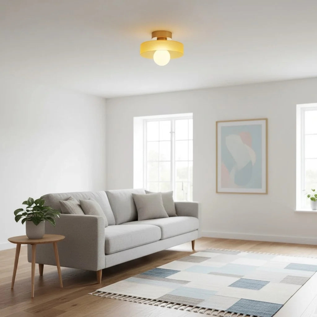 Ezra Modern Stained Glass Orb Disc Ceiling Lamp