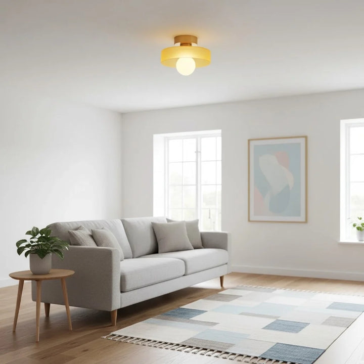 Ezra Modern Stained Glass Orb Disc Ceiling Lamp