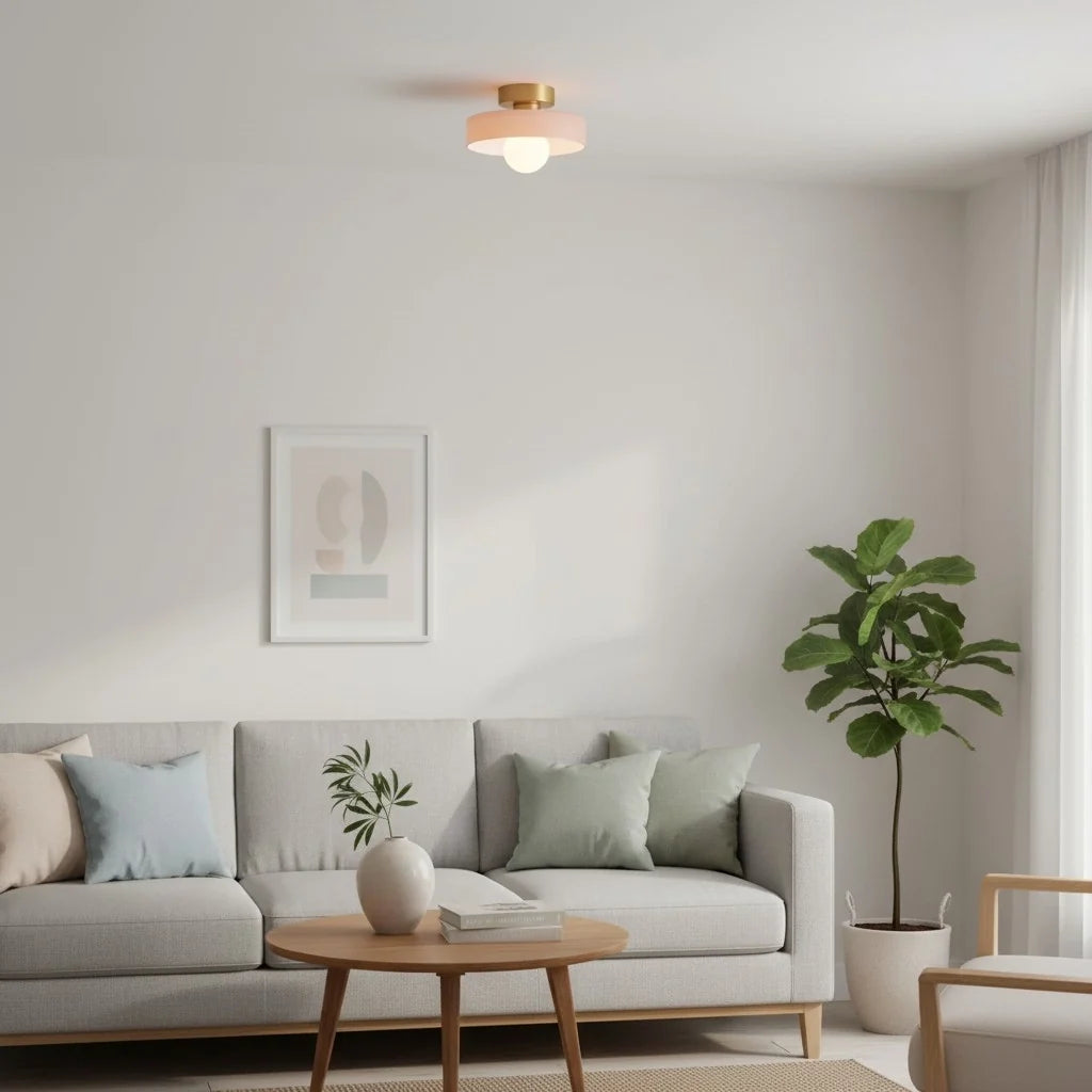 Ezra Modern Stained Glass Orb Disc Ceiling Lamp