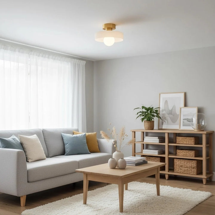 Ezra Modern Stained Glass Orb Disc Ceiling Lamp
