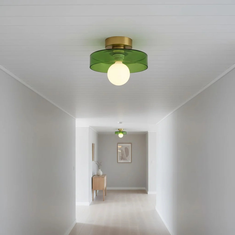 Ezra Modern Stained Glass Orb Disc Ceiling Lamp