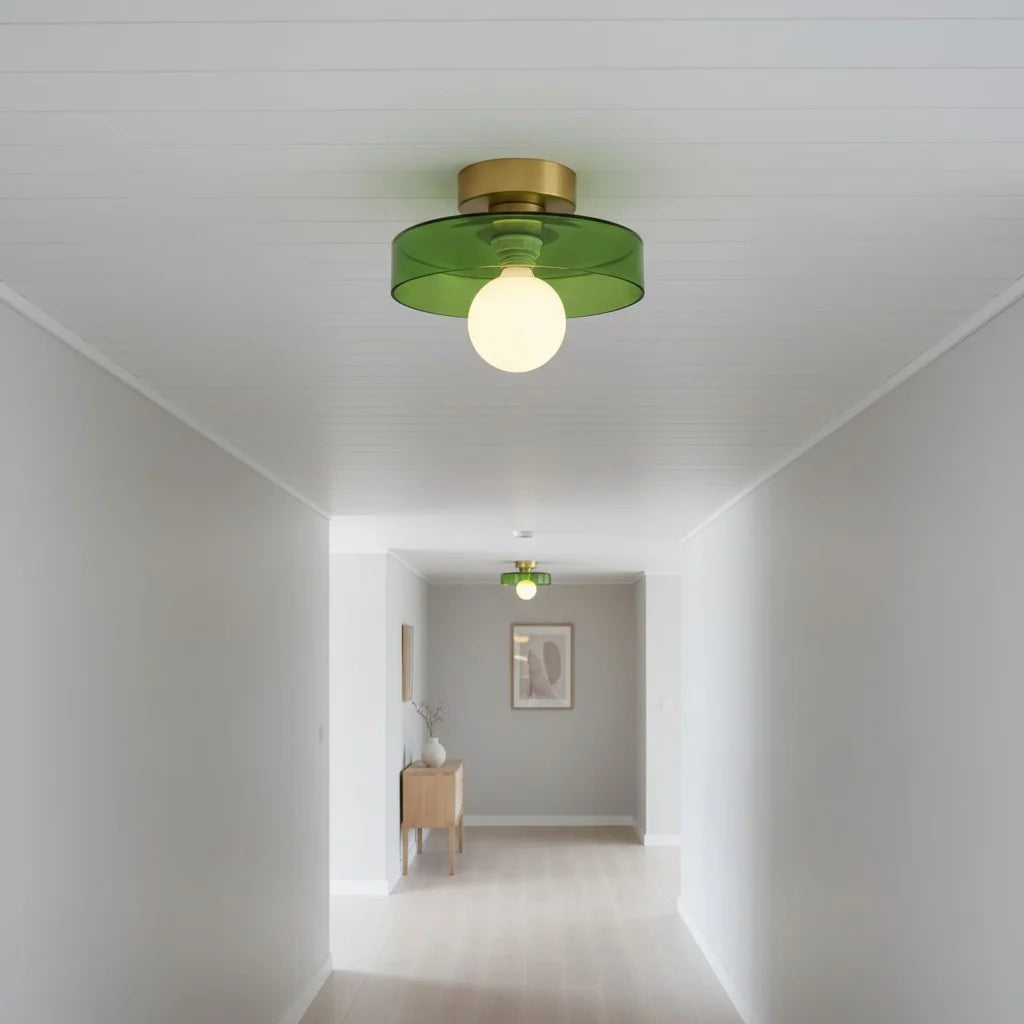 Ezra Modern Stained Glass Orb Disc Ceiling Lamp