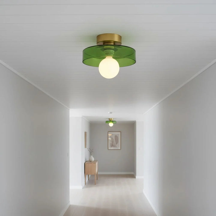 Ezra Modern Stained Glass Orb Disc Ceiling Lamp