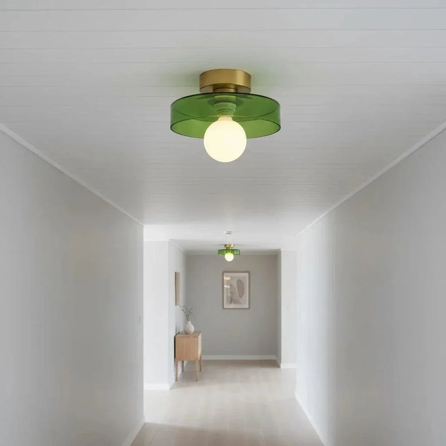 Ezra Modern Stained Glass Orb Disc Ceiling Lamp