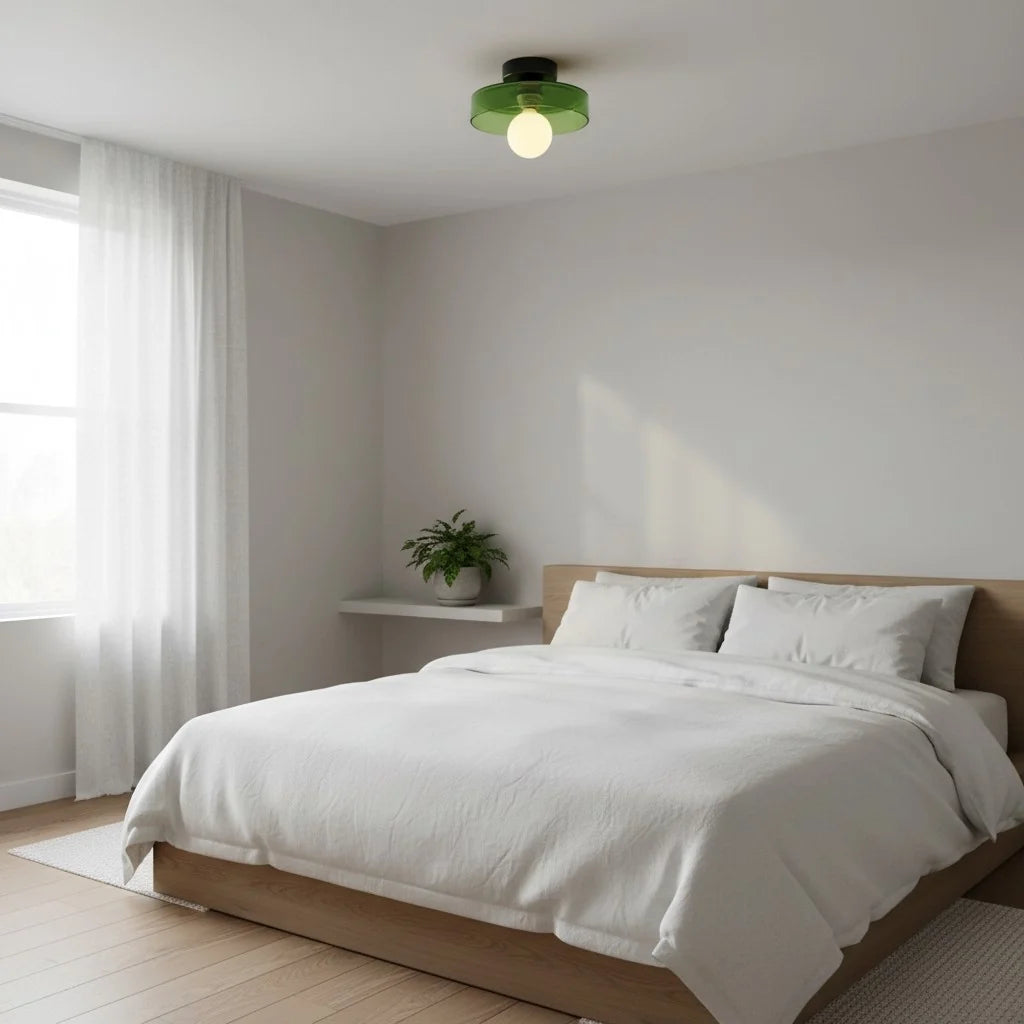 Ezra Modern Stained Glass Orb Disc Ceiling Lamp