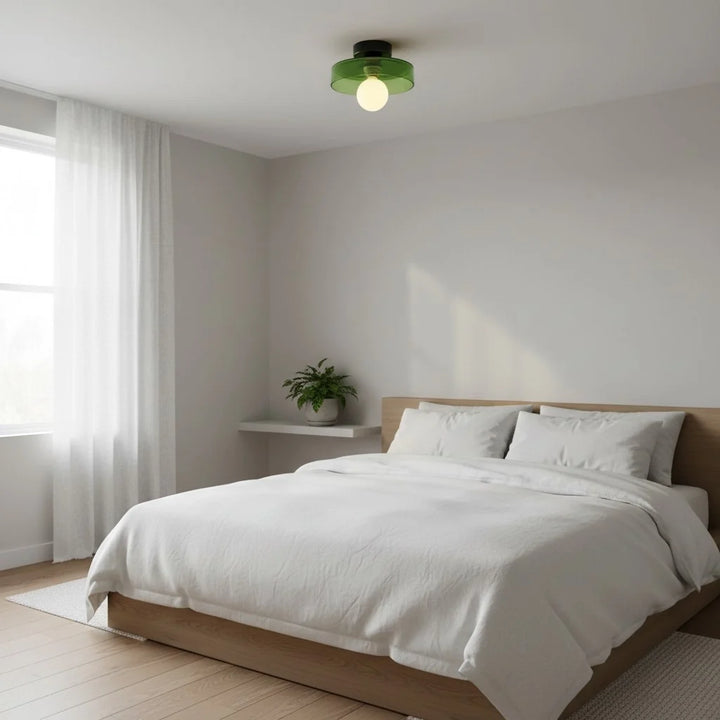Ezra Modern Stained Glass Orb Disc Ceiling Lamp