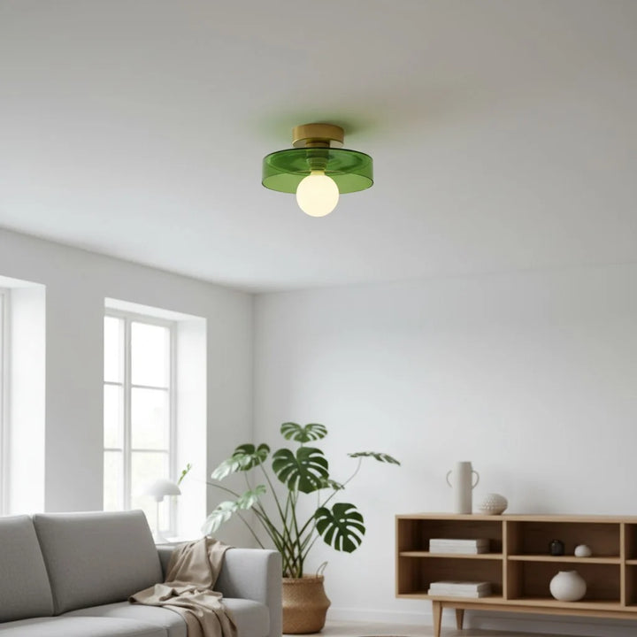Ezra Modern Stained Glass Orb Disc Ceiling Lamp