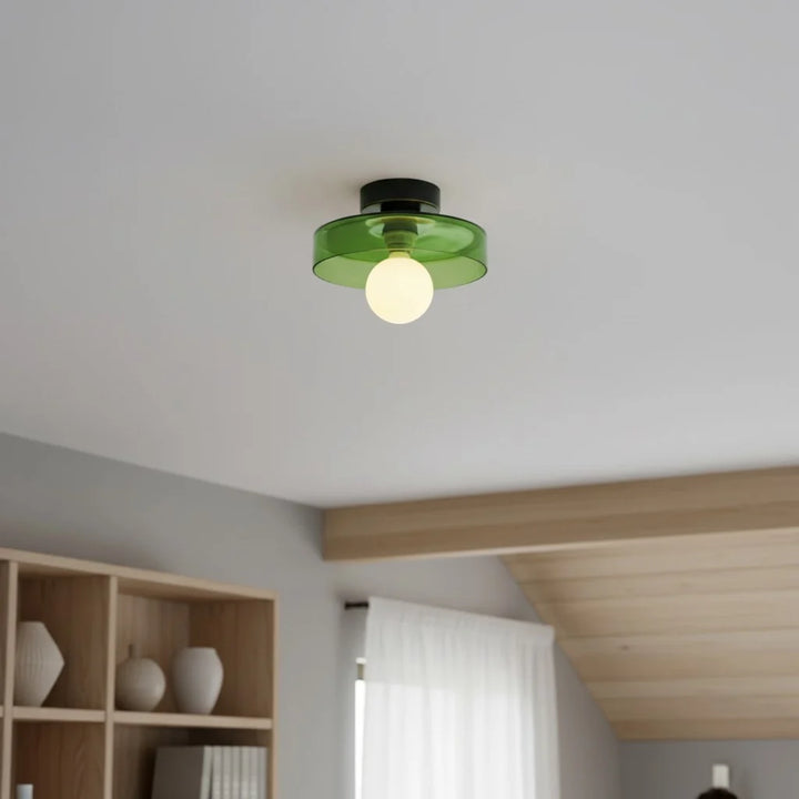 Ezra Modern Stained Glass Orb Disc Ceiling Lamp