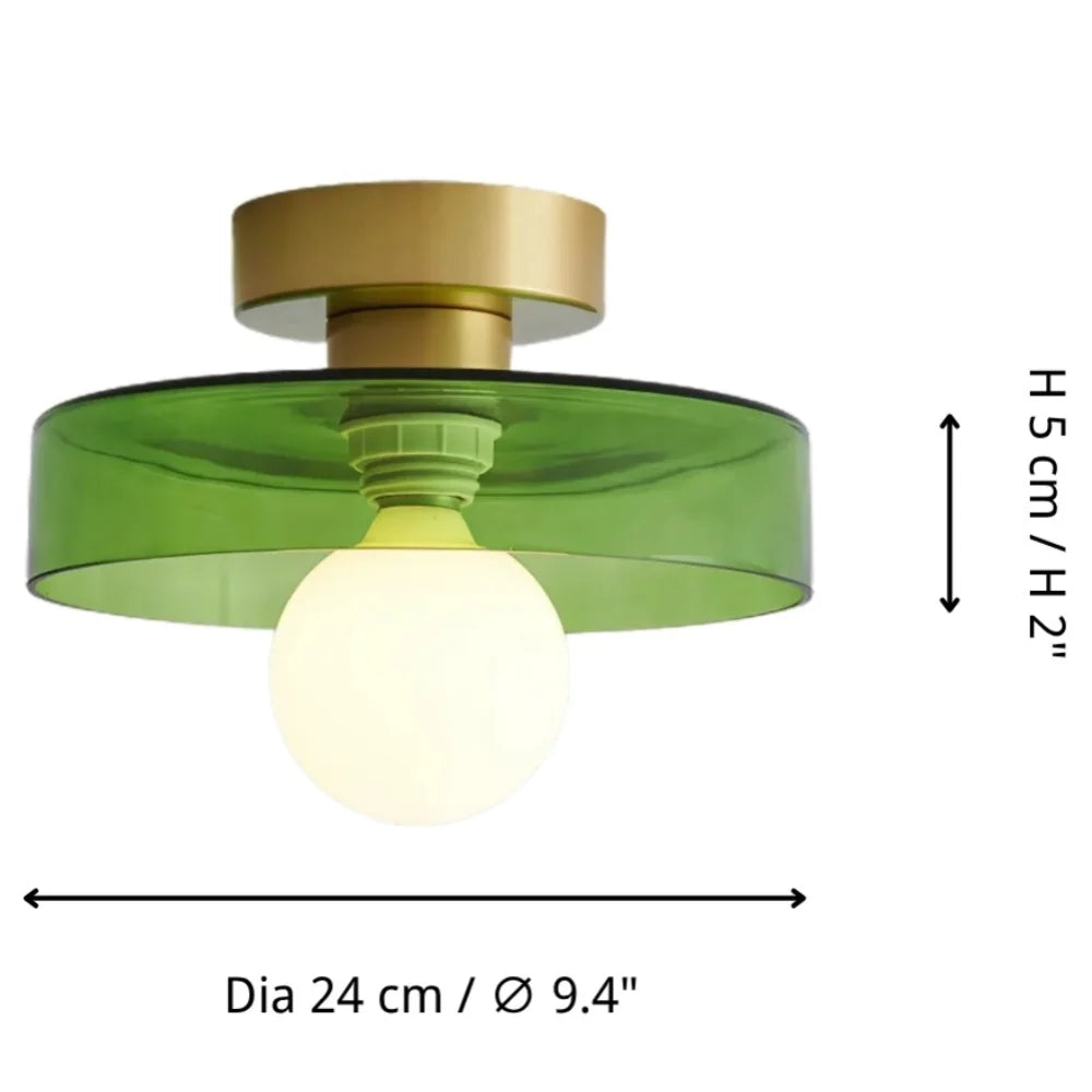 Ezra Modern Stained Glass Orb Disc Ceiling Lamp