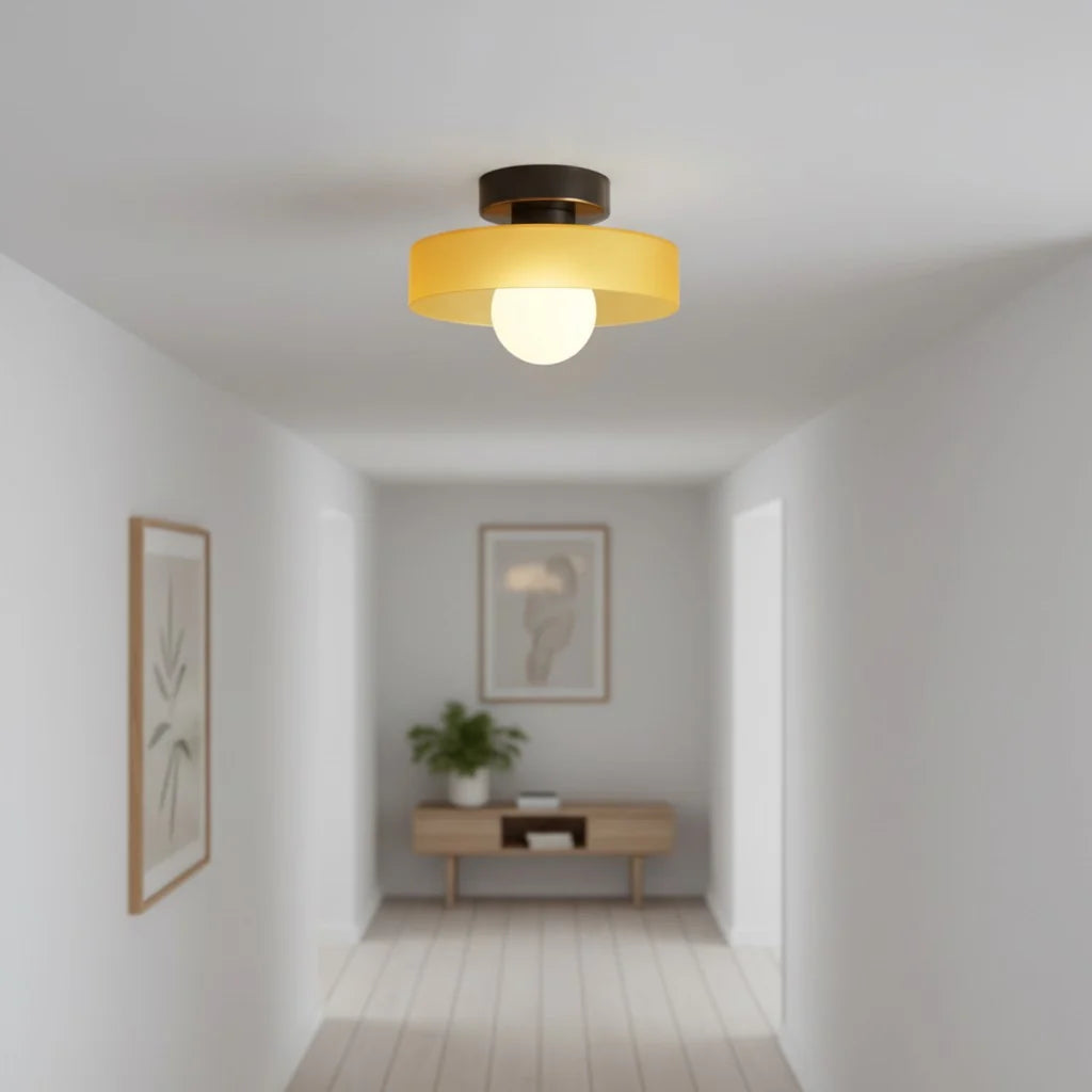 Ezra Modern Stained Glass Orb Disc Ceiling Lamp