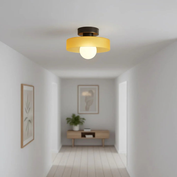 Ezra Modern Stained Glass Orb Disc Ceiling Lamp