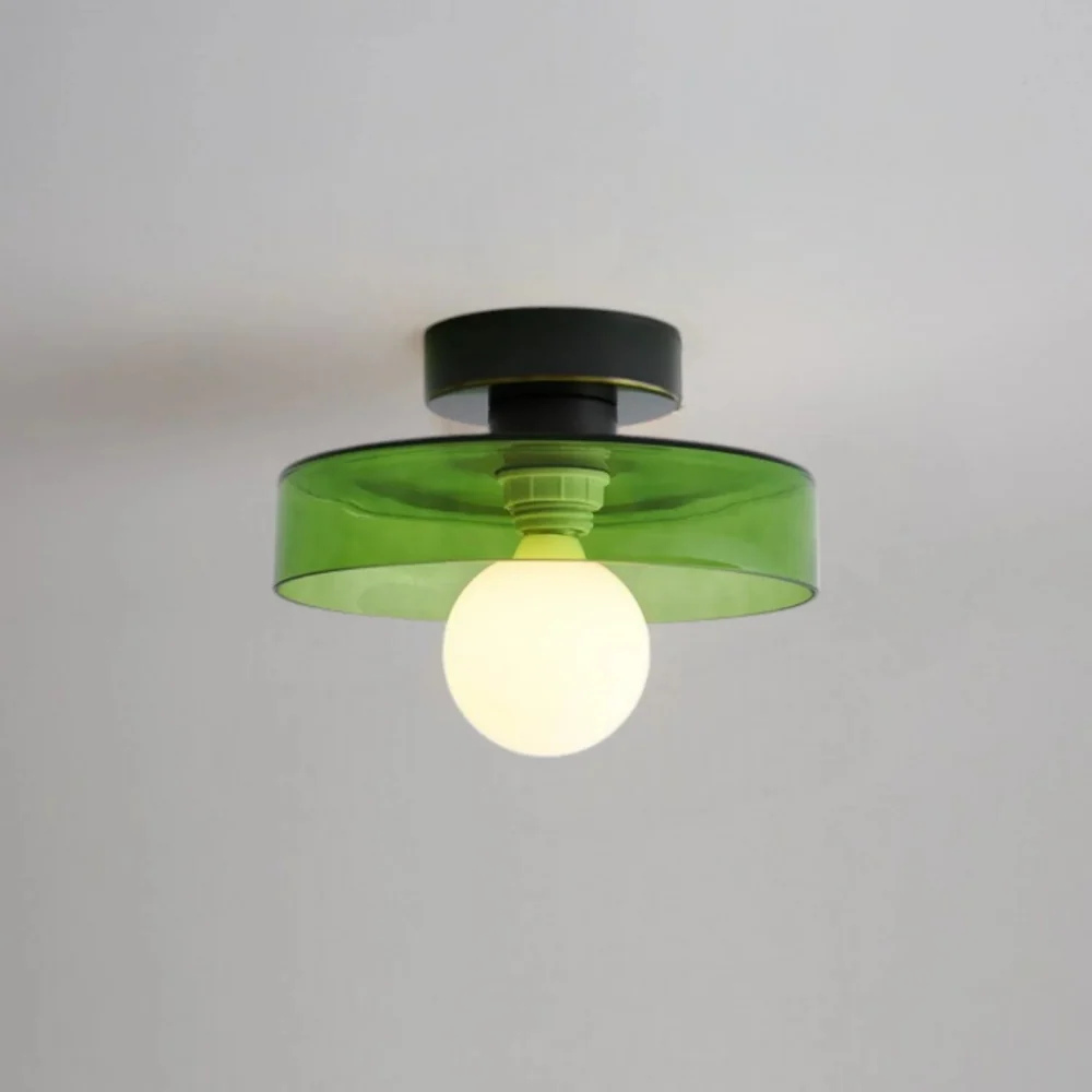 Ezra Modern Stained Glass Orb Disc Ceiling Lamp