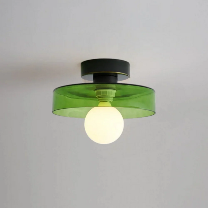 Ezra Modern Stained Glass Orb Disc Ceiling Lamp