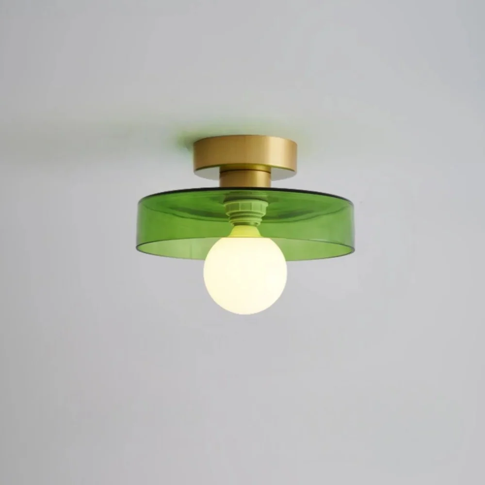 Ezra Modern Stained Glass Orb Disc Ceiling Lamp