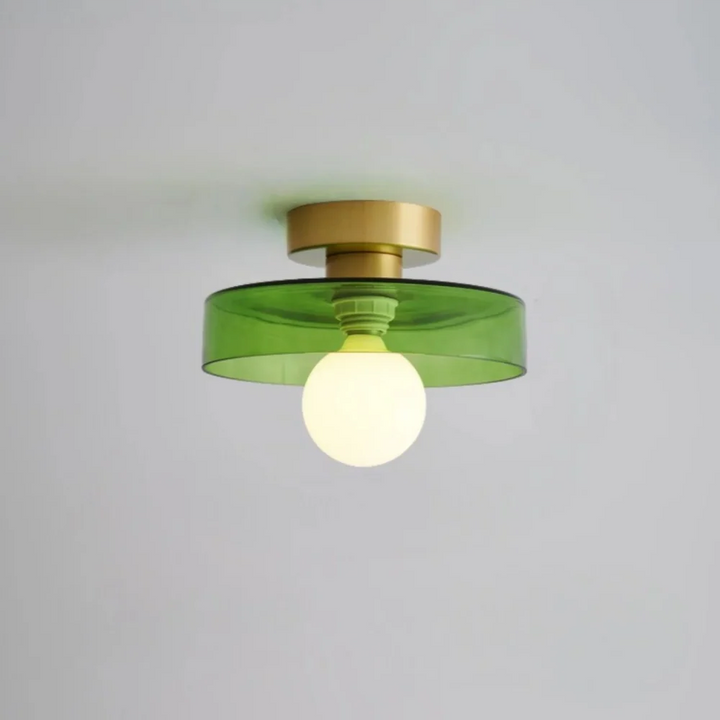 Ezra Modern Stained Glass Orb Disc Ceiling Lamp
