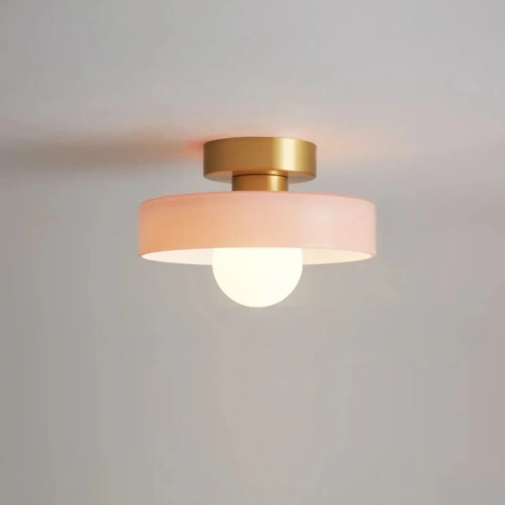 Ezra Modern Stained Glass Orb Disc Ceiling Lamp