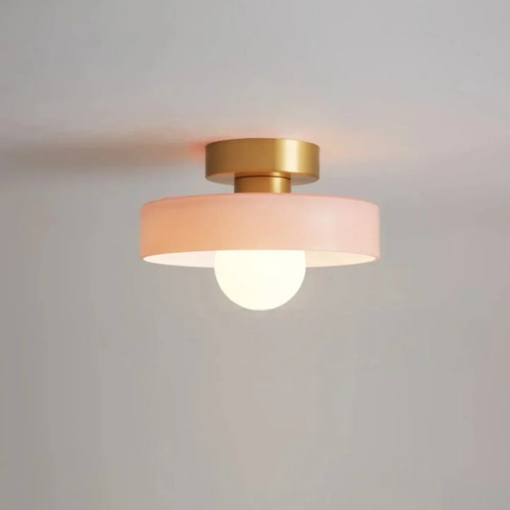 Ezra Modern Stained Glass Orb Disc Ceiling Lamp