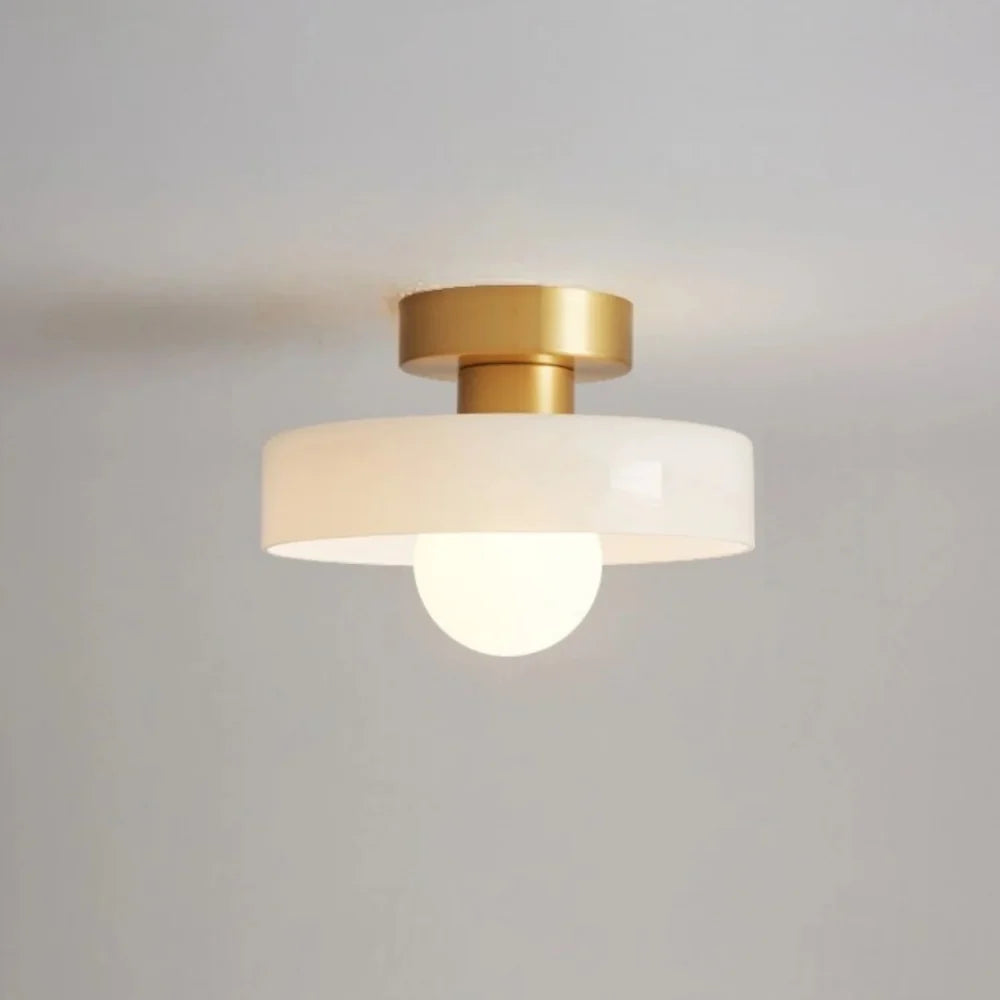 Ezra Modern Stained Glass Orb Disc Ceiling Lamp