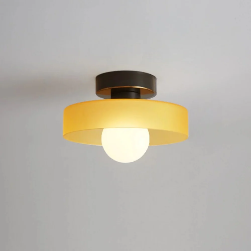 Ezra Modern Stained Glass Orb Disc Ceiling Lamp