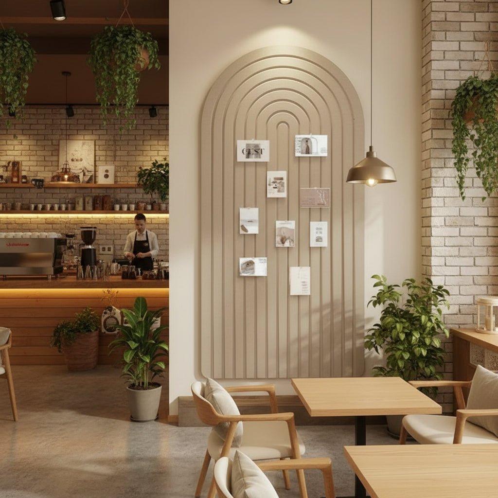 Arched Felt Pinboard | Striped Wall Panel, 60 x 120 cm