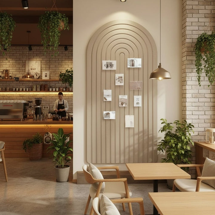 Arched Felt Pinboard | Striped Wall Panel, 60 x 120 cm