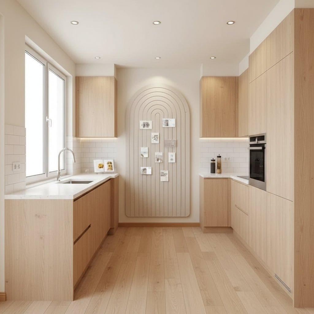 Arched Felt Pinboard | Striped Wall Panel, 60 x 120 cm