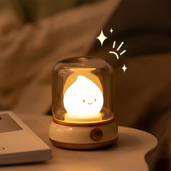 Rechargeable Flame Night Light | Glass Dome Bedside Lamp