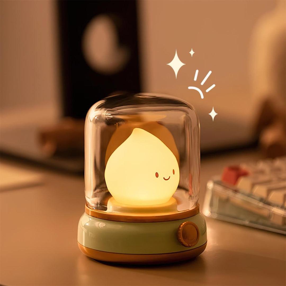 Rechargeable Flame Night Light | Glass Dome Bedside Lamp