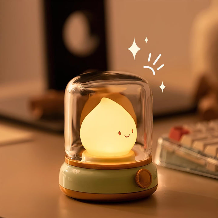 Rechargeable Flame Night Light | Glass Dome Bedside Lamp