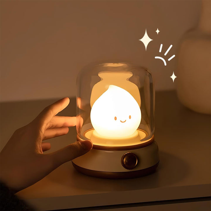 Rechargeable Flame Night Light | Glass Dome Bedside Lamp