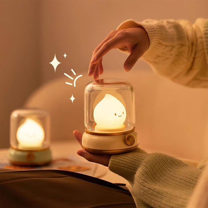 Rechargeable Flame Night Light | Glass Dome Bedside Lamp