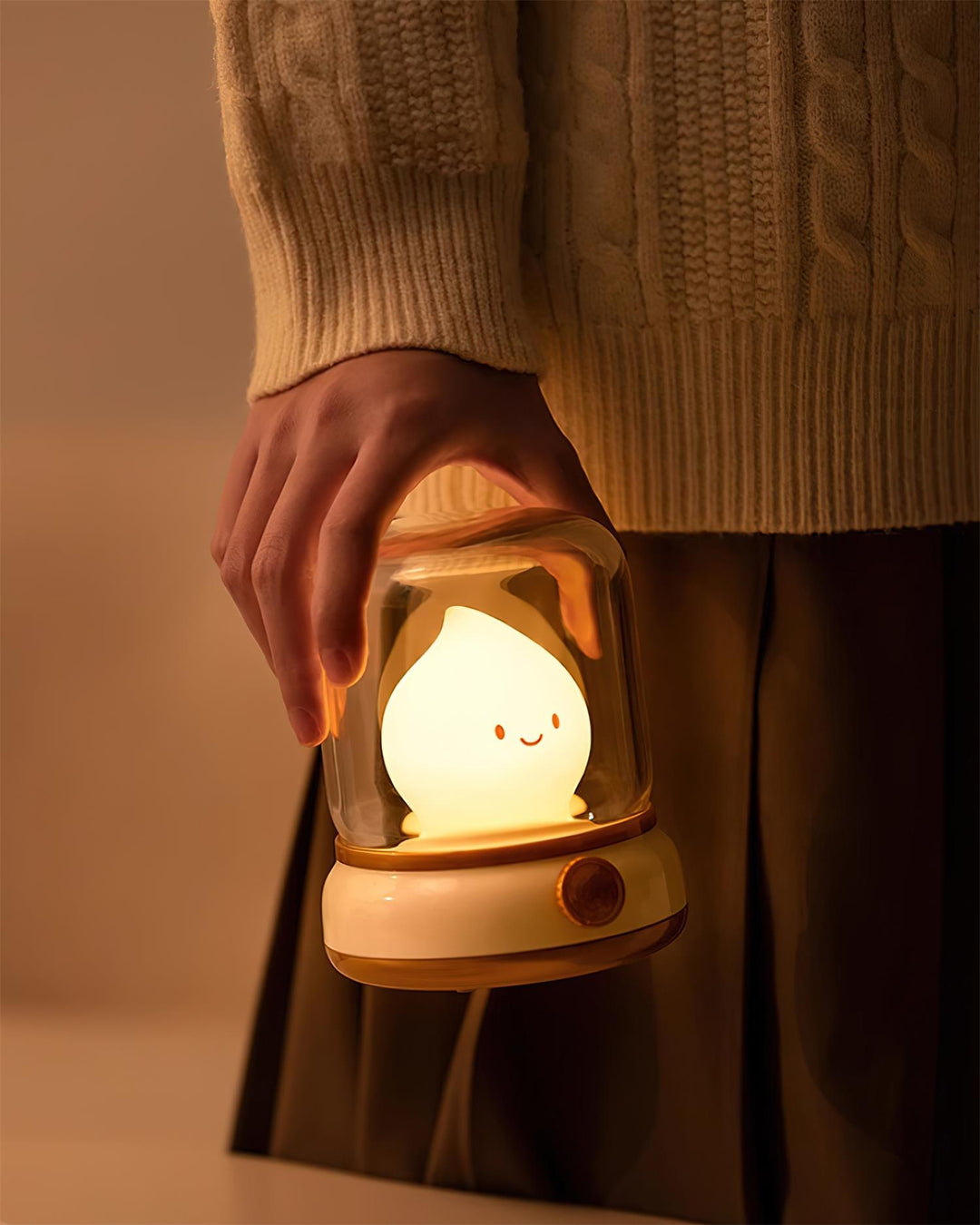 Rechargeable Flame Night Light | Glass Dome Bedside Lamp