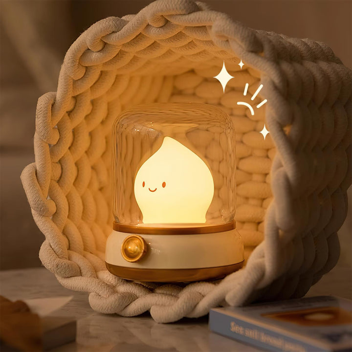 Rechargeable Flame Night Light | Glass Dome Bedside Lamp