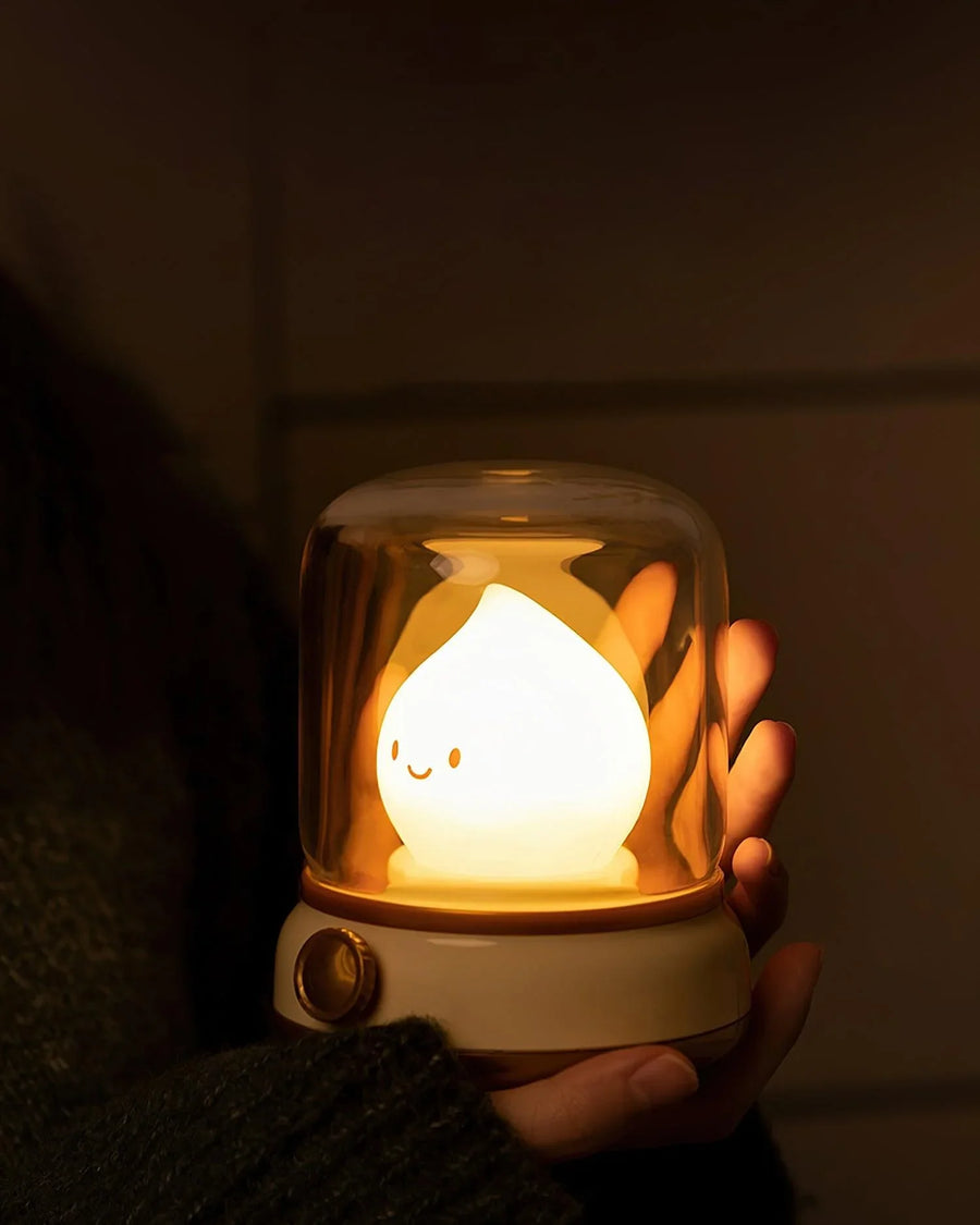 Rechargeable Flame Night Light | Glass Dome Bedside Lamp