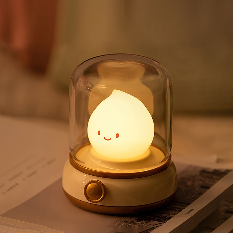 Rechargeable Flame Night Light | Glass Dome Bedside Lamp
