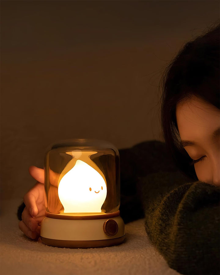 Rechargeable Flame Night Light | Glass Dome Bedside Lamp