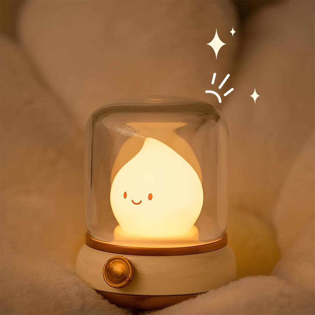 Rechargeable Flame Night Light | Glass Dome Bedside Lamp