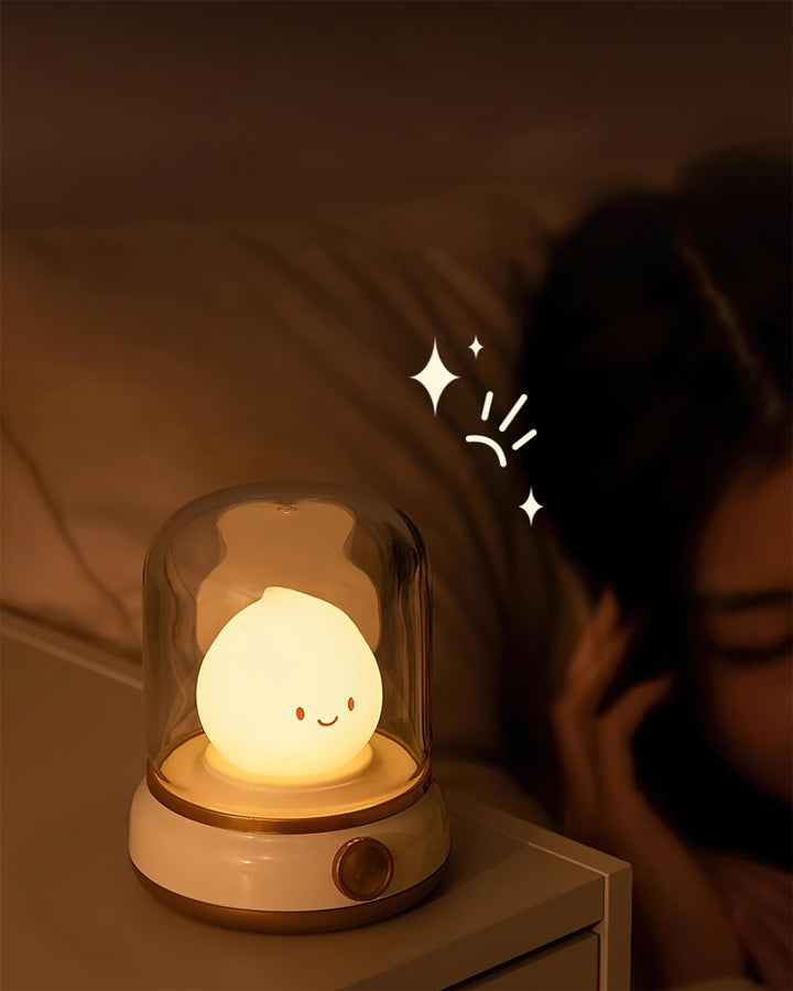 Rechargeable Flame Night Light | Glass Dome Bedside Lamp