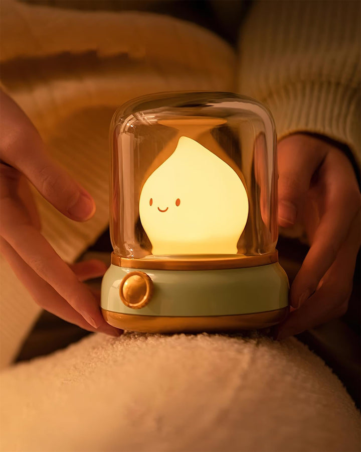 Rechargeable Flame Night Light | Glass Dome Bedside Lamp