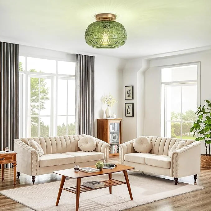Flora Glass Semi Flush Mount Ceiling Light