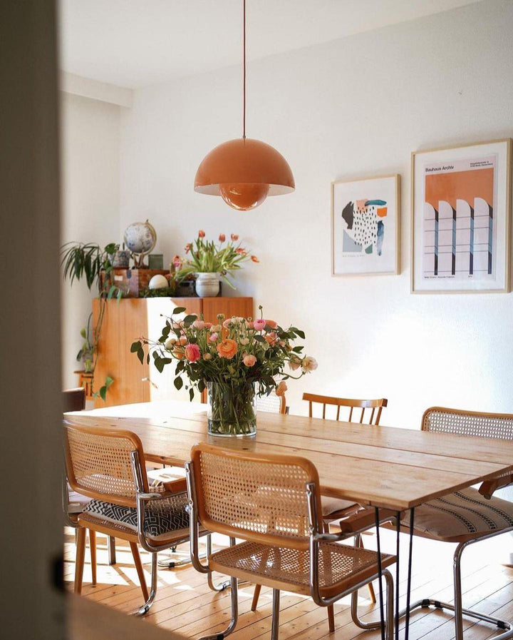 Dome Shade Pendant Light With Floating Globe Diffuser