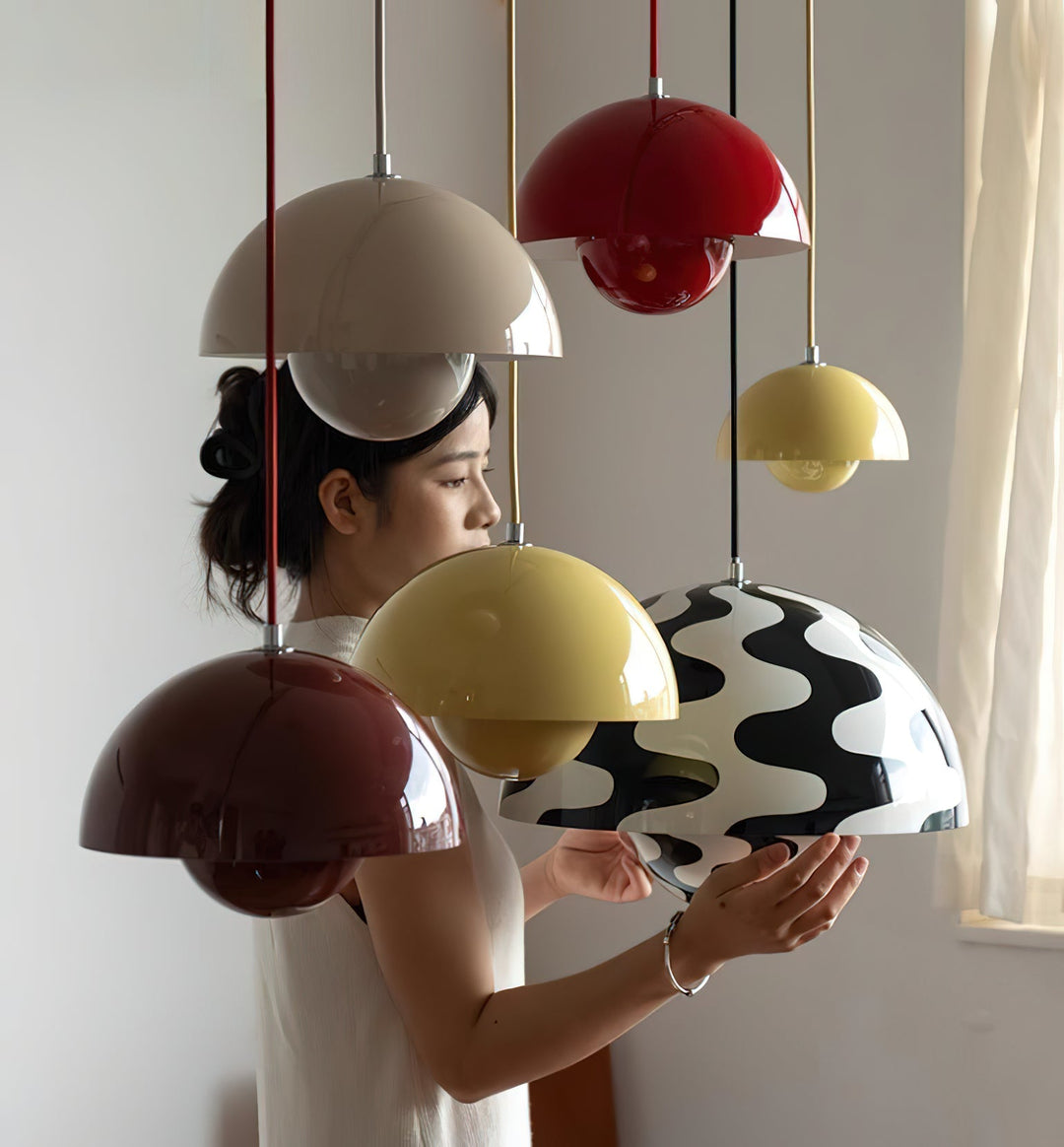 Dome Shade Pendant Light With Floating Globe Diffuser