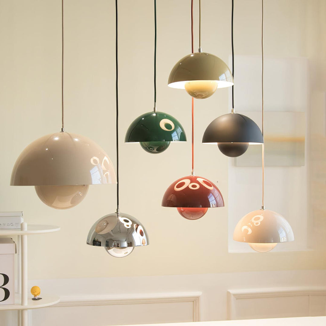 Dome Shade Pendant Light With Floating Globe Diffuser