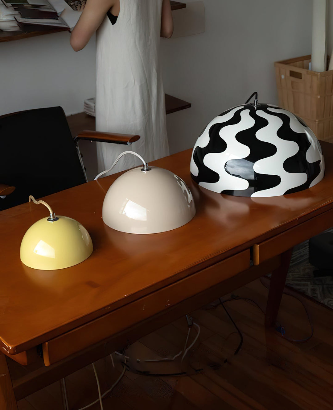 Dome Shade Pendant Light With Floating Globe Diffuser
