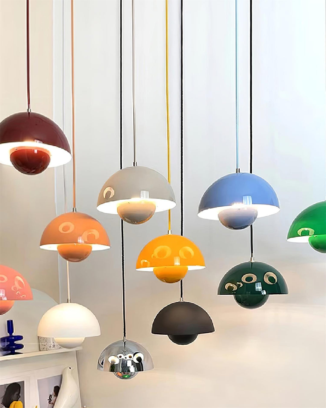 Dome Shade Pendant Light With Floating Globe Diffuser