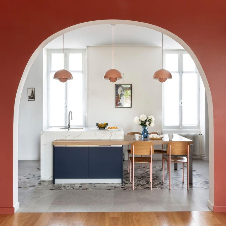Dome Shade Pendant Light With Floating Globe Diffuser
