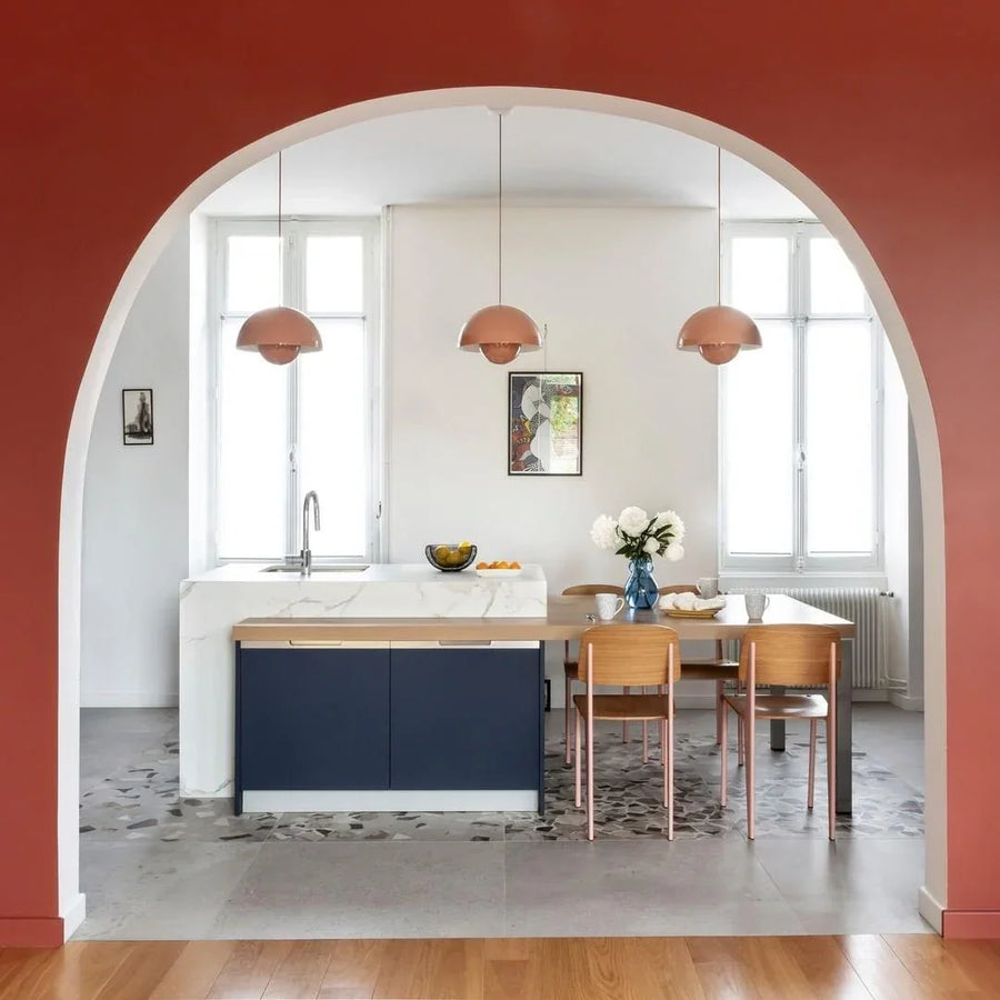 Dome Shade Pendant Light With Floating Globe Diffuser, view 3