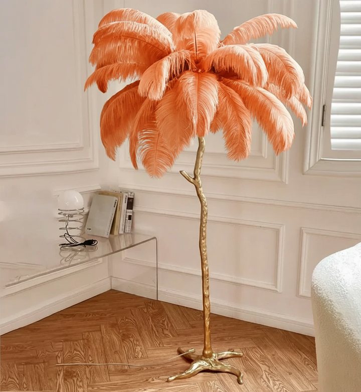 Virel Feather Floor Lamp in Orange