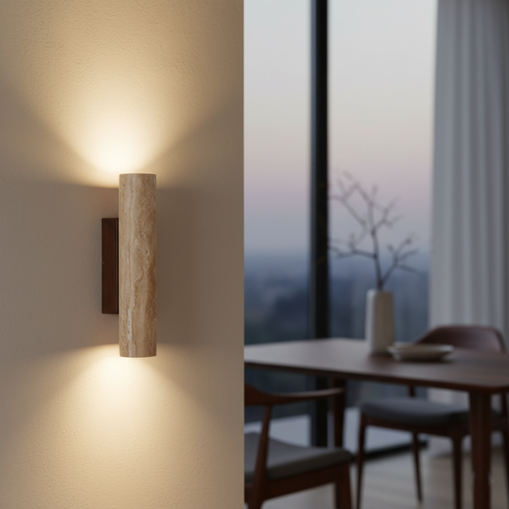 Japandi Travertine Wall Light LED Light With Up And Down Glow