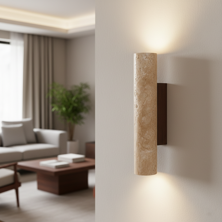 Japandi Travertine Wall Light LED Light With Up And Down Glow